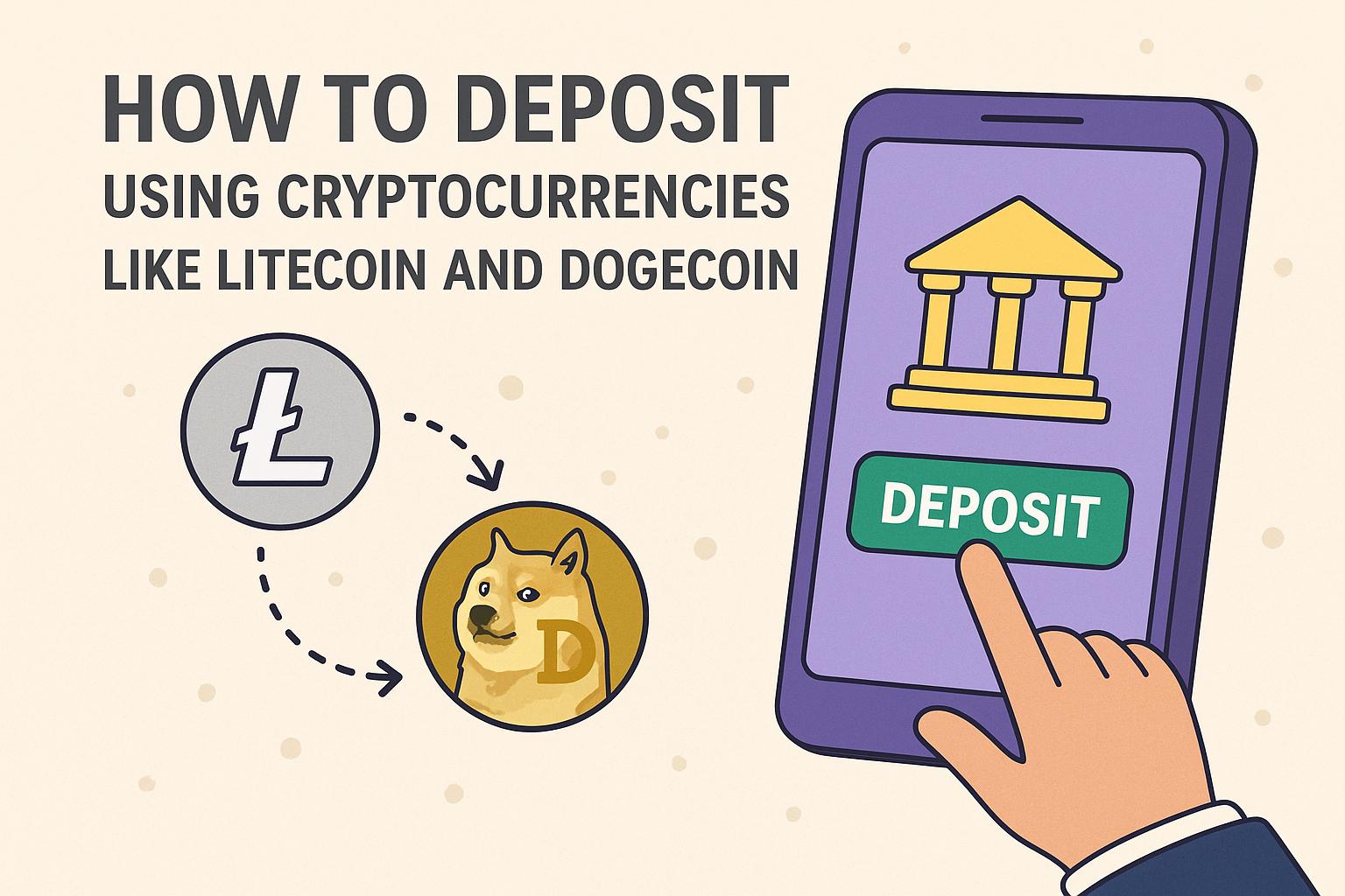 How to deposit using cryptocurrencies like Litecoin and Dogecoin.