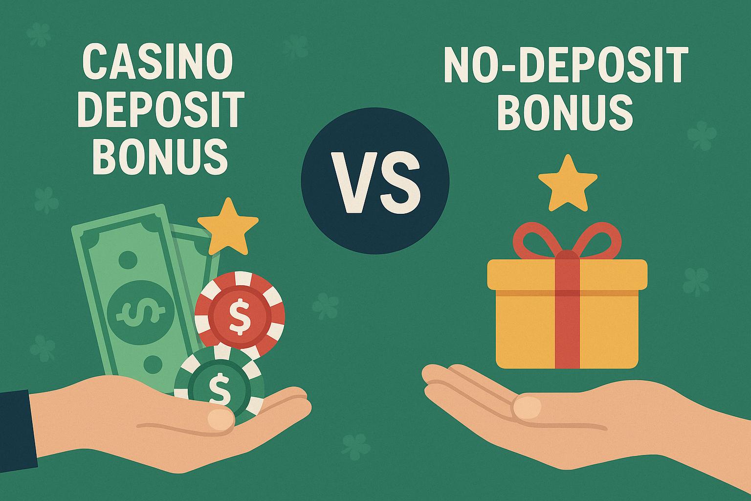 The differences between casino deposit bonuses and no-deposit bonuses.