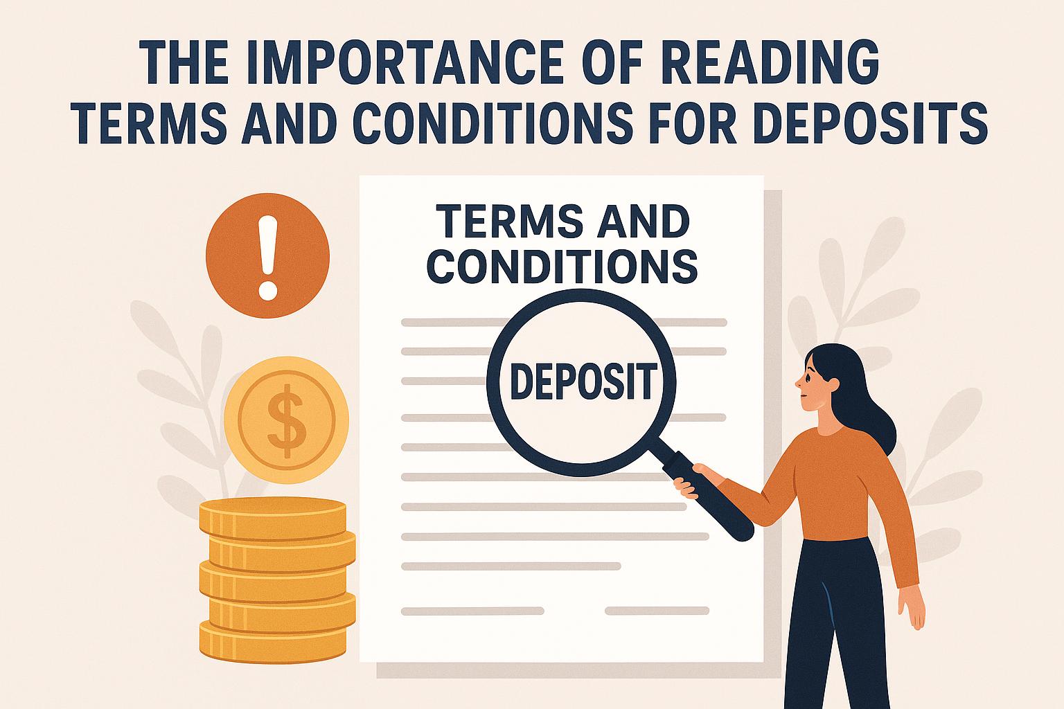 The importance of reading terms and conditions for deposits.